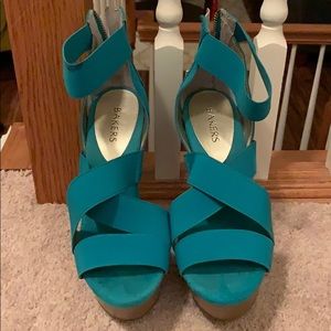Teal platform sandals